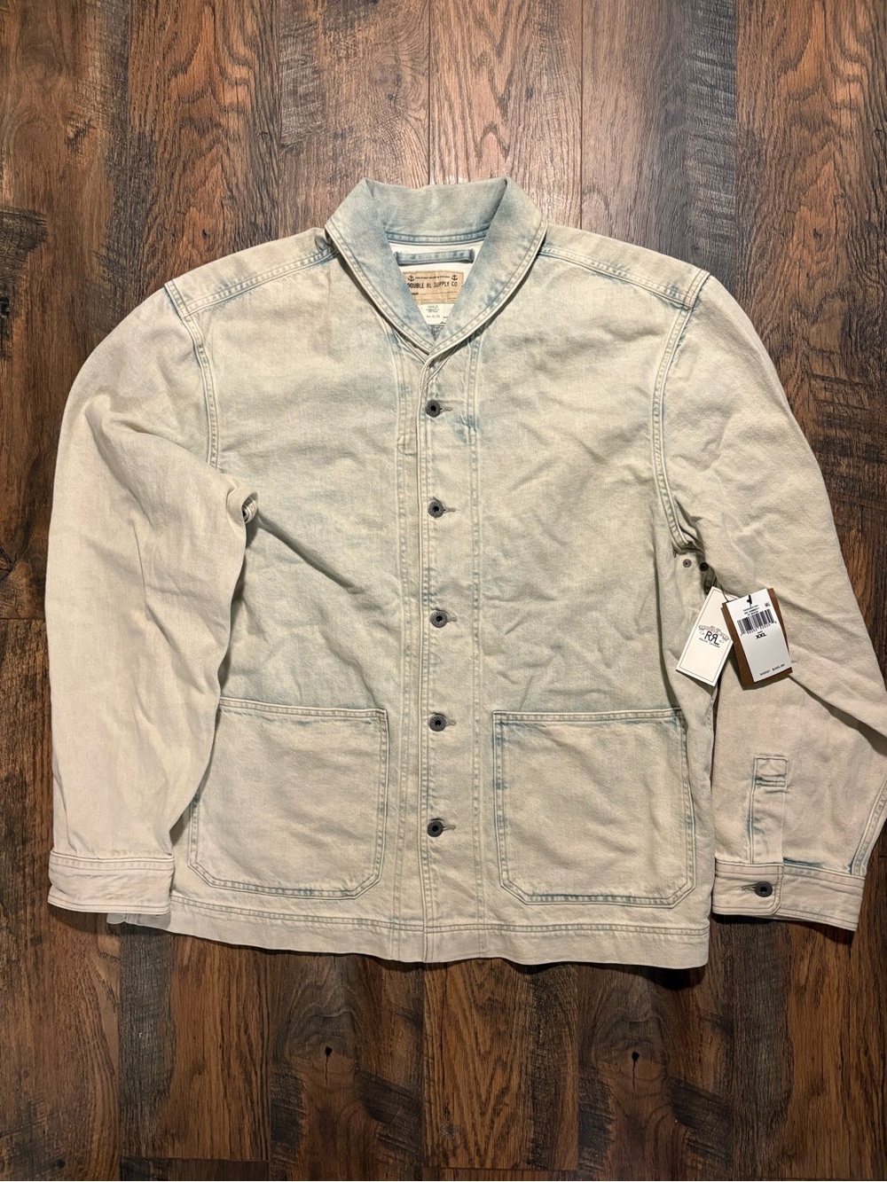RRL Washed Indigo Selvedge Denim Overshirt – Faded Indigo – XXL – NWT